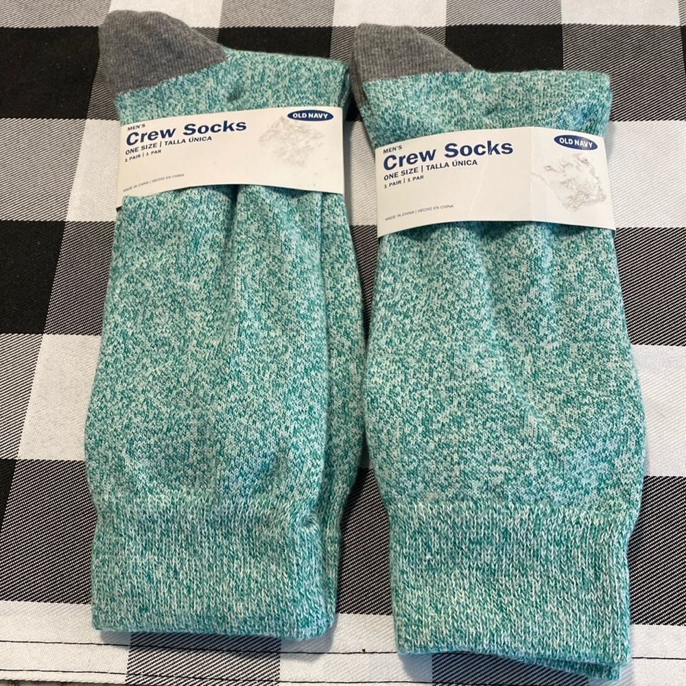 2 NWT Old Navy Men's Tall Socks - Teal and Gray